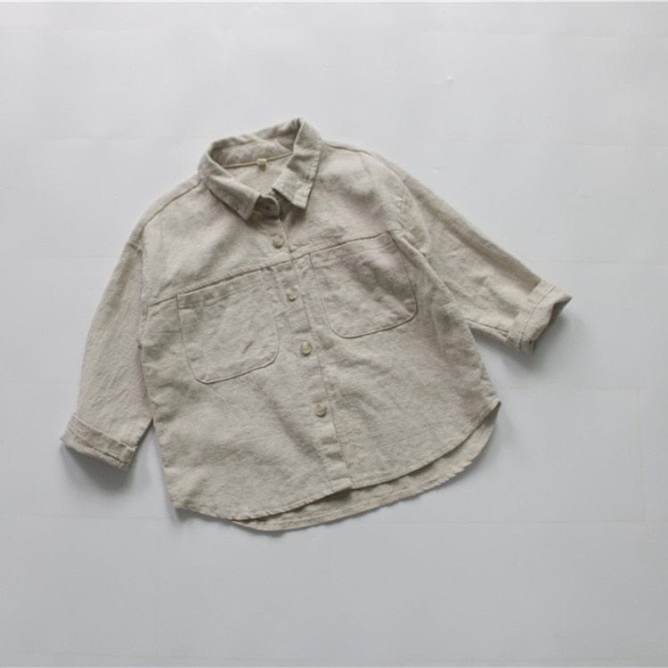 長袖シャツ・ブラウス Beige / 80cm キッズ服 長袖 シャツ トップス コットンリネン シンプル ベーシック 無地 ベージュ 紫 男の子