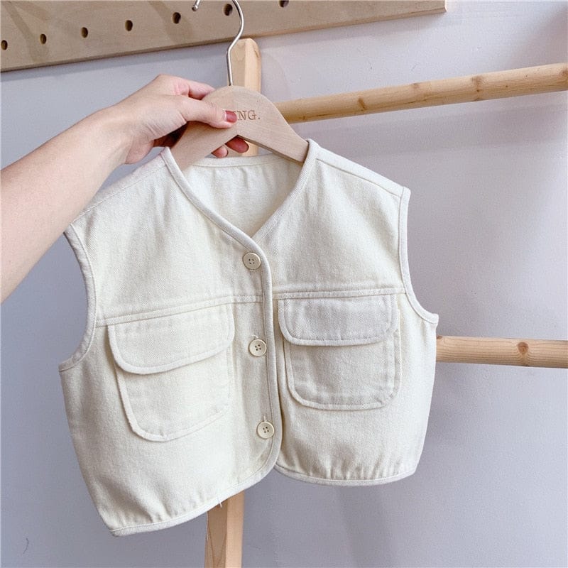 ベスト beige / 80cm キッズ みずたま 無地 フィッシャーマン ベスト