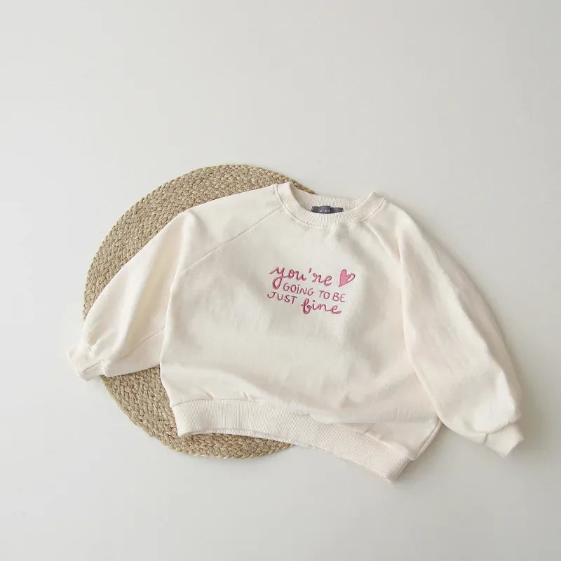 トレーナー・フーディ beige / 80cm キッズトップス スウェットシャツ トレーナー レターロゴ刺繍 ベージュ/グレー/2カラー