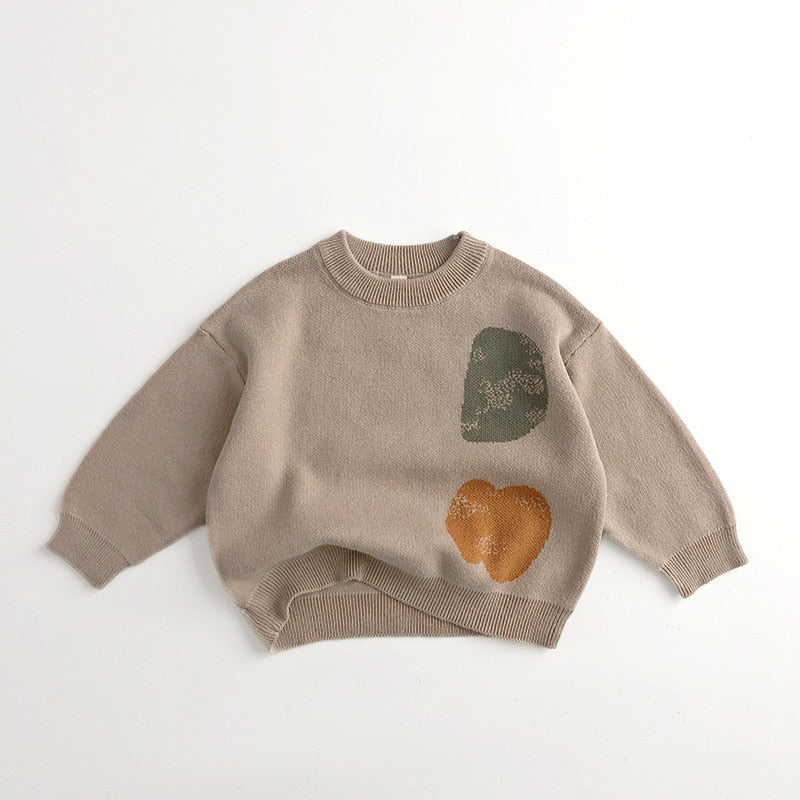 ニット・セーター beige / 80cm キッズ服 長袖 セーター ニット 幾何学 グレー ベージュ 2色 男の子