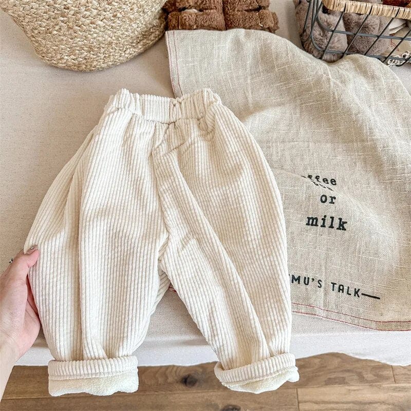 ロングパンツ・スウェットパンツ beige / 80cm / 取り寄せ（7〜21日） キッズパンツ 裏フリース コーデュロイ ロングパンツ 暖パン ベージュ ユニセックス 男の子 女の子 子供服