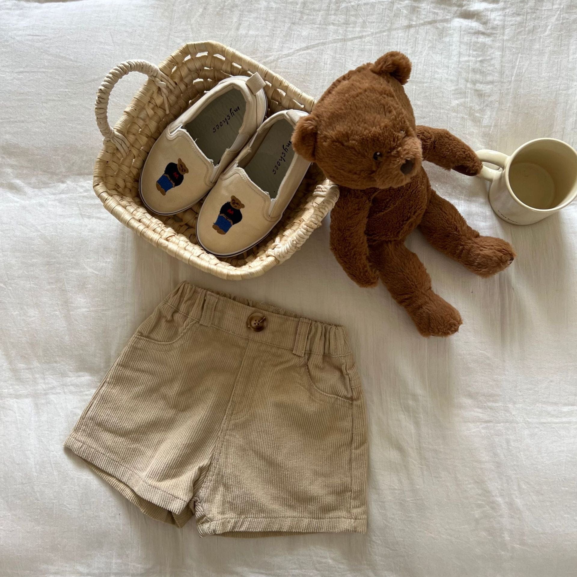 ハーフパンツ・ショートパンツ beige / 80cm / 取り寄せ（7〜21日） キッズ コーデュロイ ショートパンツ ベージュ コーヒーブラウン ユニセックス