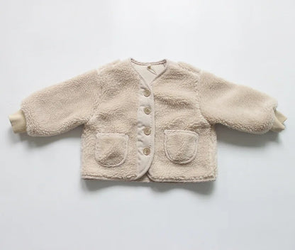 ショートコート・ジャケット・ジャンパー Beige / 80cm / 取り寄せ（7〜35日） キッズアウター フリースジャケット コート ジャンパー ジャケット ベージュ ブラウン 2カラー ユニセックス 男の子 女の子 子供服