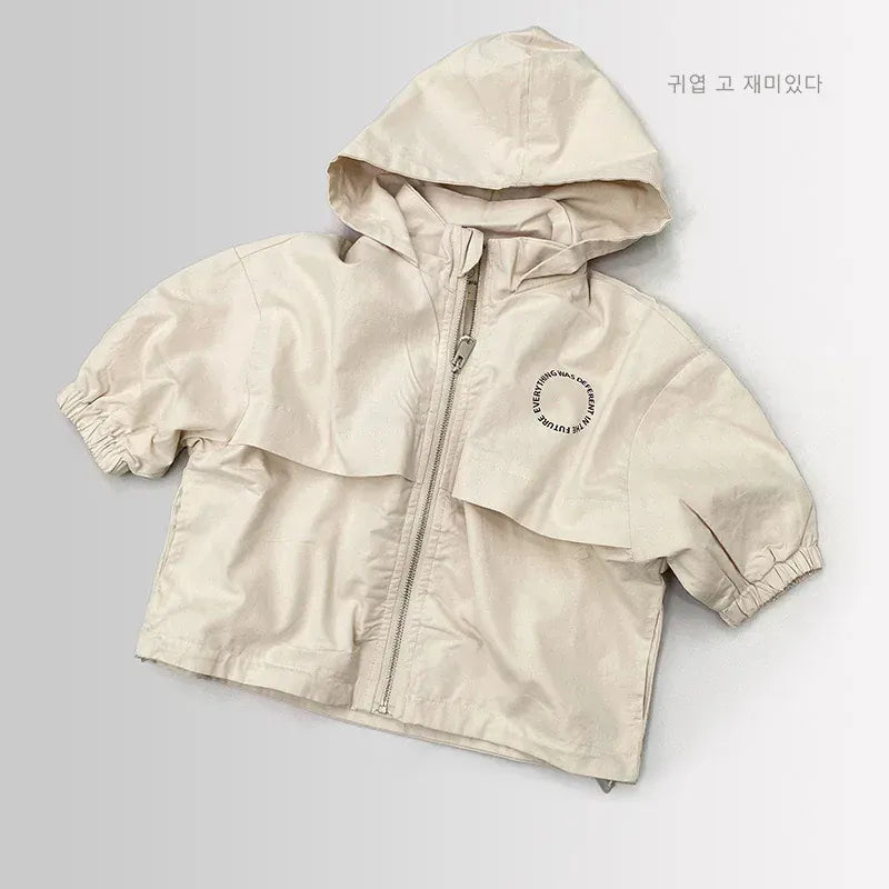 ショートコート・ジャケット・ジャンパー Beige / 80cm 9-12M キッズアウター フーディウィンドブレーカーコートジャケット 2カラー【mh0007479】