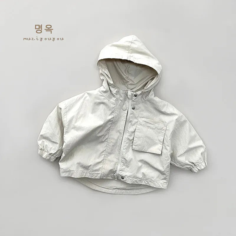 ショートコート・ジャケット・ジャンパー beige / 80cm 9-12m / 取り寄せ（7〜21日） キッズアウター フーディジャケット スプリングコート ジャンパー ジッパーコート 2カラー