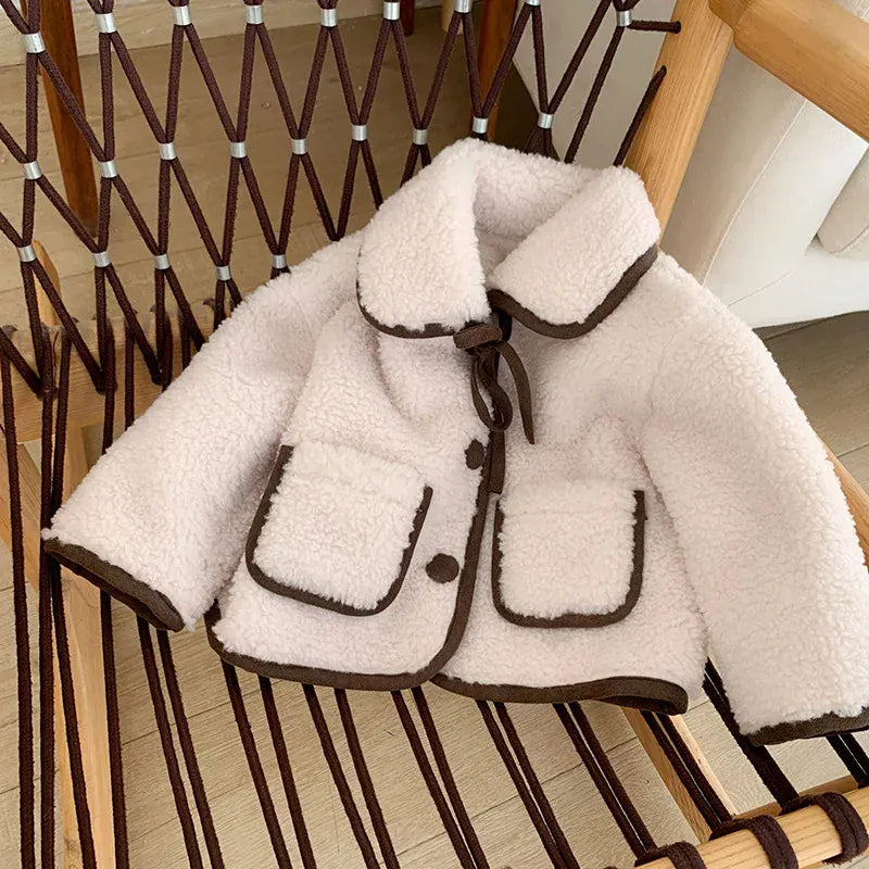 ショートコート・ジャケット・ジャンパー Beige / 80cm キッズアウター ボアフリースジャケット リボンコート【mh0003479】