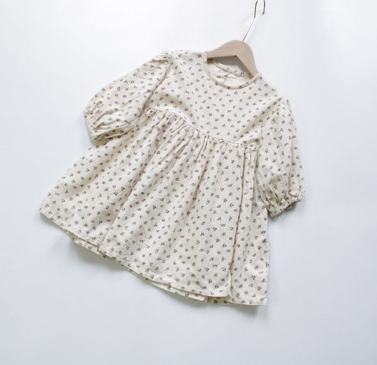 長袖ワンピース Beige / 90cm キッズ フラワー 花柄 長袖 ワンピース