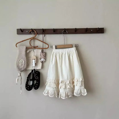 スカート Beige / 90cm 1-2y キッズスカート レースフリルロングスカート ベージュ【mh0007160】