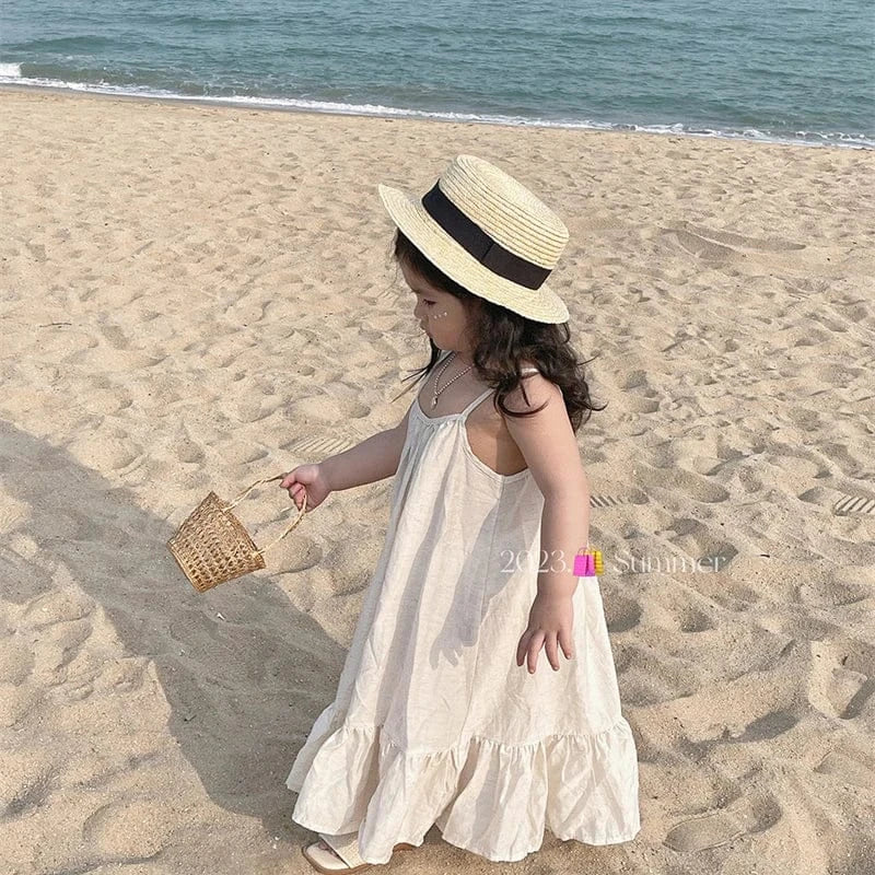 ノースリーブワンピース Beige / 90cm キッズワンピース キャミワンピ キャミソールサマードレス 2カラー【mh0006249】