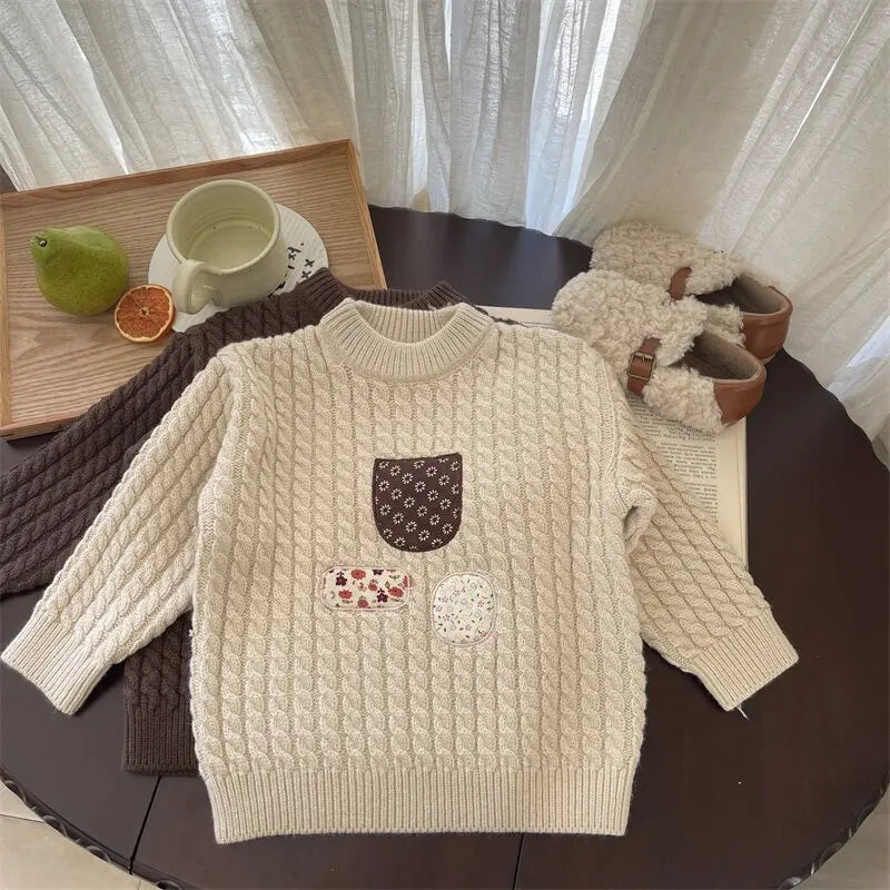 ニット・セーター Beige / 90cm 24M キッズトップス パッチワークニット長袖セーター【mh0008456】