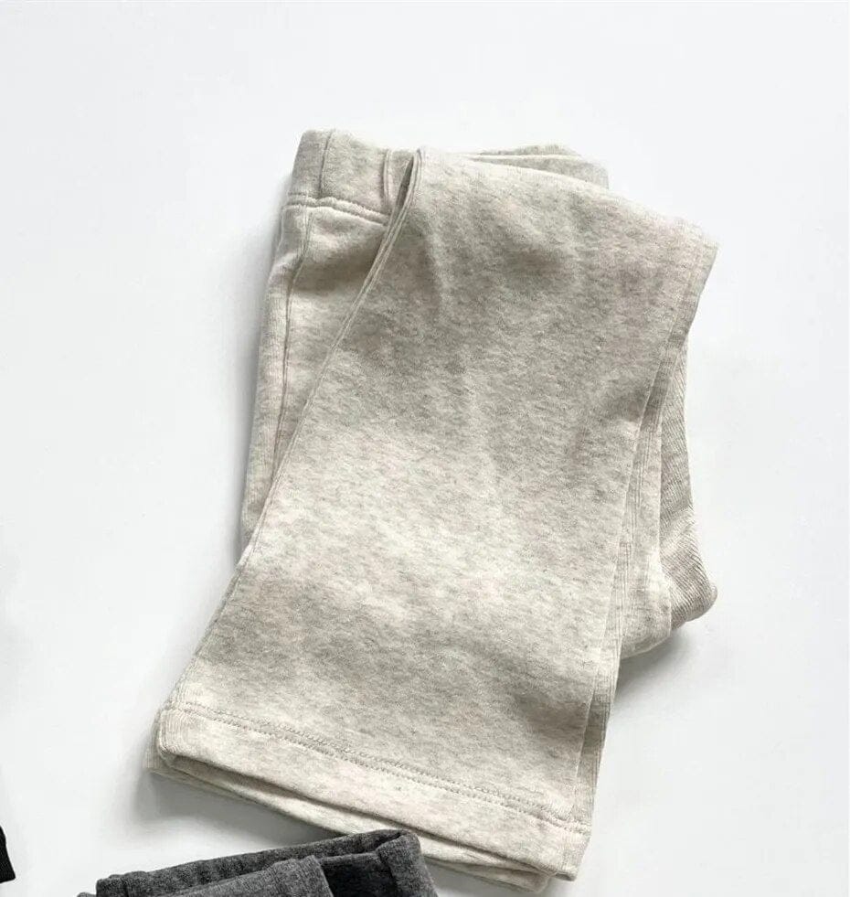 レギンスパンツ Beige / 90cm キッズ フレアパンツ レギンスパンツ 無地 シンプル ベーシック グレー ダークグレー ブラック ベージュ 4カラー ガールズ 女の子 子供服