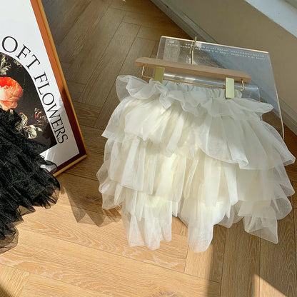 スカート Beige / 90cm キッズスカート チュチュチュールボリュームケーキスカート【mh0008774】