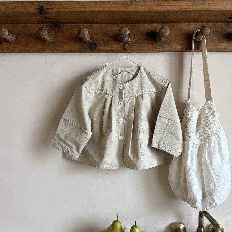 ショートコート・ジャケット・ジャンパー Beige / 90cm ノーカラータックふんわりジャケット【mh0011040】