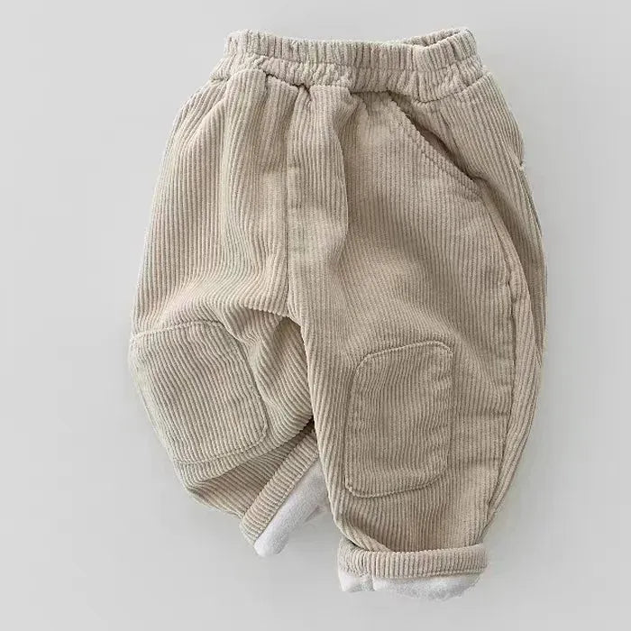 ロングパンツ・スウェットパンツ beige / 9M  73cm ベビーパンツ コーデュロイ 膝パッチ 裏フリース ルーズロングパンツ