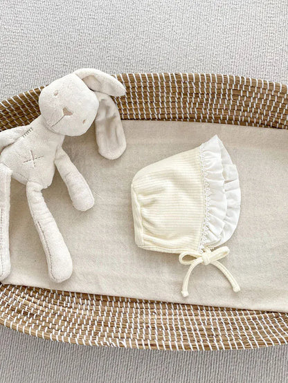 ベビー用帽子 beige-A / One size ベビー帽子 レースフリル ボンネット ハット