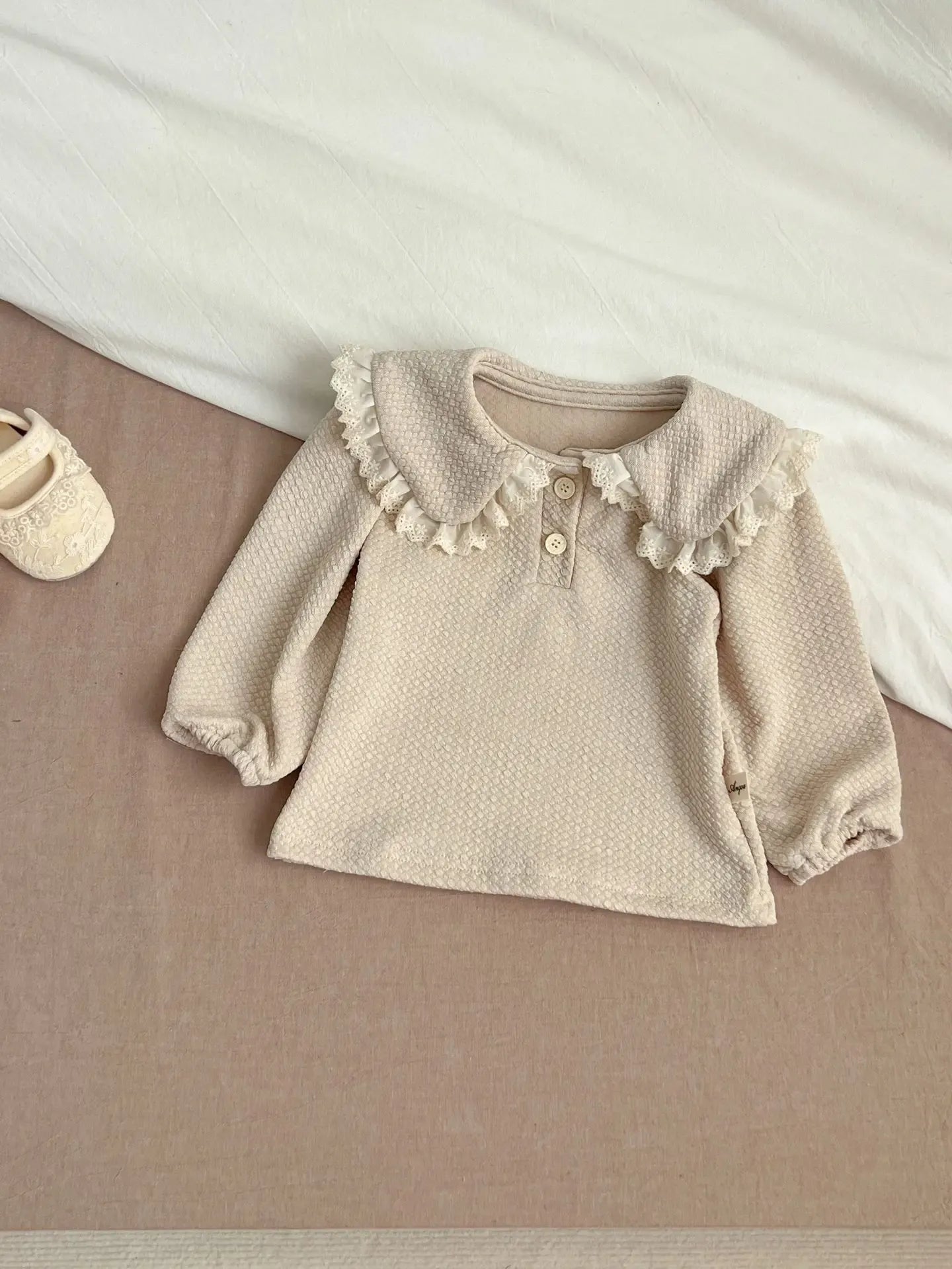長袖シャツ・ブラウス beige apricot / 6M  66cm ベビートップス レース襟長袖Tシャツ ブラウス 2カラー