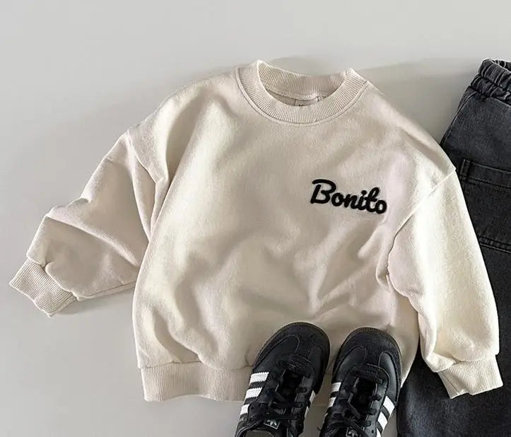 トレーナー・フーディ Beige Apricot / 9M  73CM ベビートップス レターロゴ刺繍ワンポイント長袖スウェットシャツ【mh0008024】