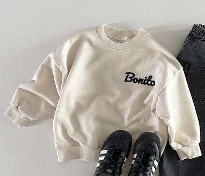 トレーナー・フーディ Beige Apricot / 9M  73CM ベビートップス レターロゴ刺繍ワンポイント長袖スウェットシャツ【mh0008024】