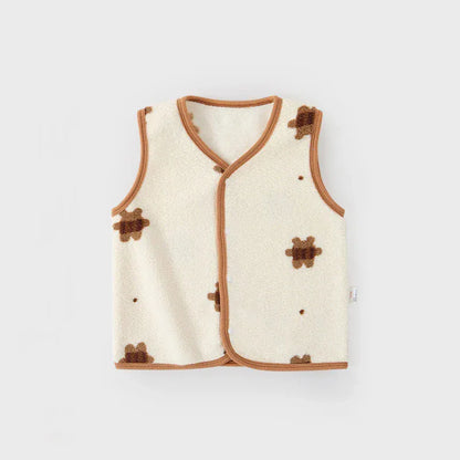 ベスト beige bear / 9M 73cm ベビーキッズベスト フリースインナーウォームベスト【mh0007880】