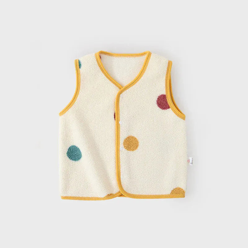 ベスト beige dots / 9M 73cm ベビーキッズベスト フリースインナーウォームベスト【mh0007880】