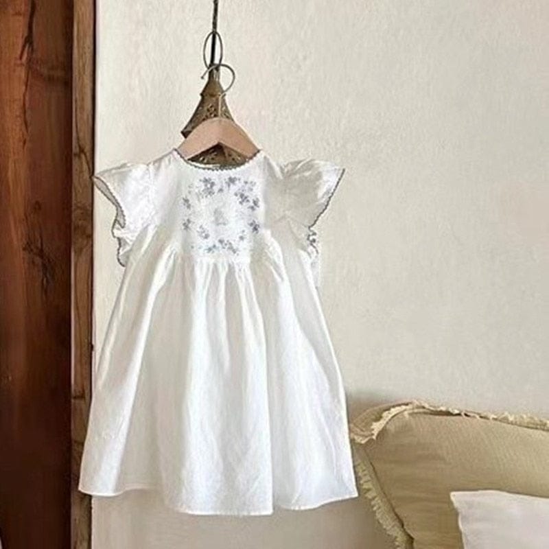 半袖ロンパース beige dress / 80cm ☺︎ ベビー キッズ フリルスリーブ うさぎ プリント 半袖 ロンパース ワンピース リンク 姉妹 お揃い コーデ ガールズ