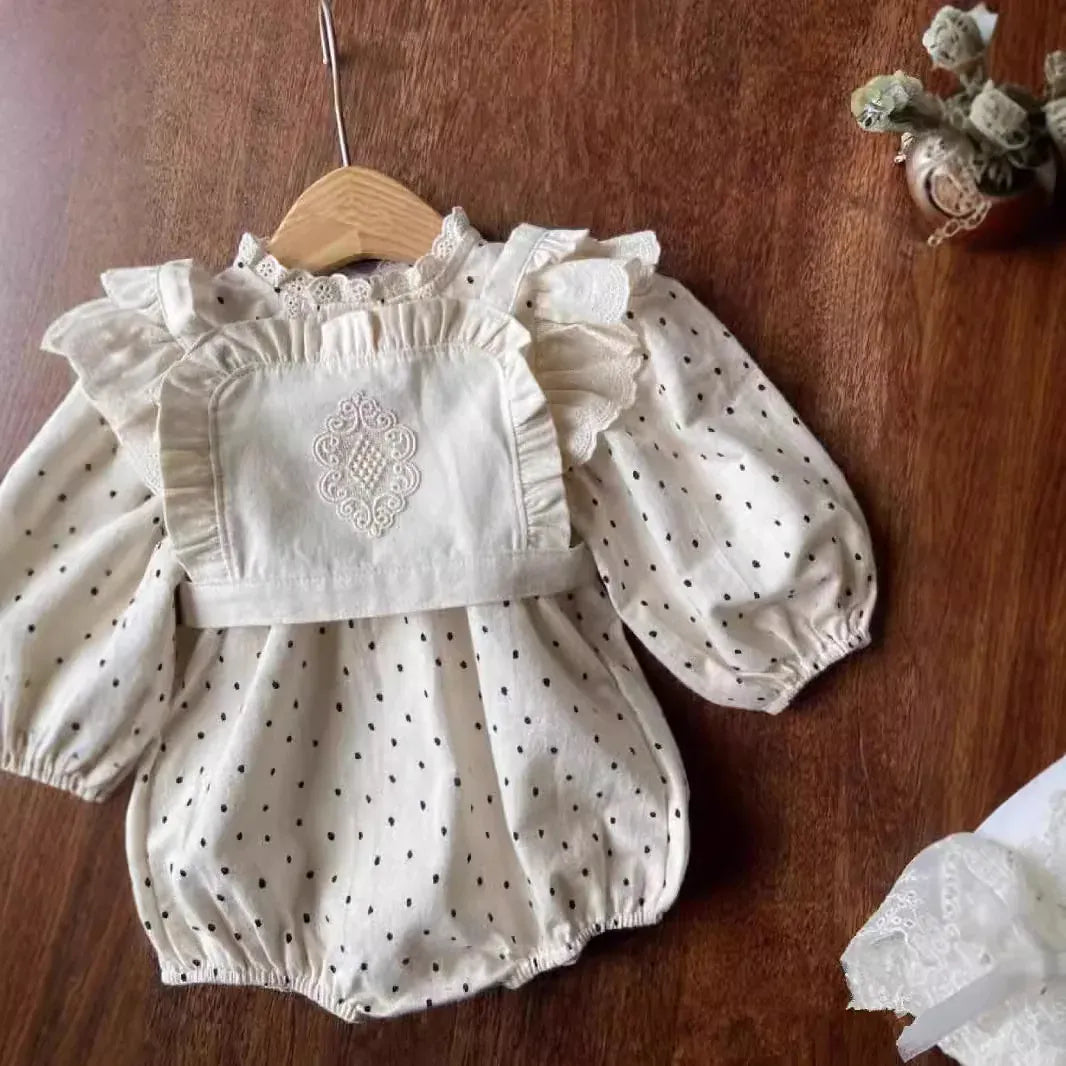 ベスト Beige / for baby 55-95CM ベビーベスト レース刺繍フリル重ね着ベスト【mh0007183】