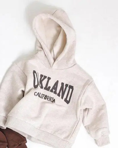 トレーナー・フーディ Beige Gray / 12M  80CM キッズトップス レターロゴプリントフーディ長袖スウェットパーカー【mh0008362】