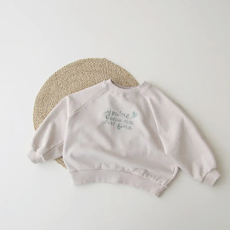 トレーナー・フーディ beige grey / 80cm キッズトップス スウェットシャツ トレーナー レターロゴ刺繍 ベージュ/グレー/2カラー