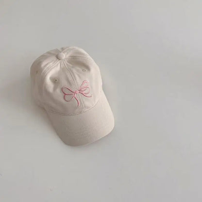ベビー用帽子 Beige / kid  48-52cm キッズ/アダルト帽子 リボン刺繍野球帽キャップ ママお揃いリンクコーデ【mh0007486】