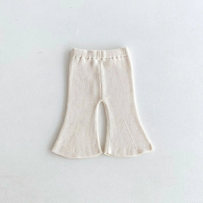 長袖セットアップ beige pants / 12M  80CM キッズトップス/パンツ ニット 長袖ボーダーセーター/ニットロングフレアパンツ 3カラー