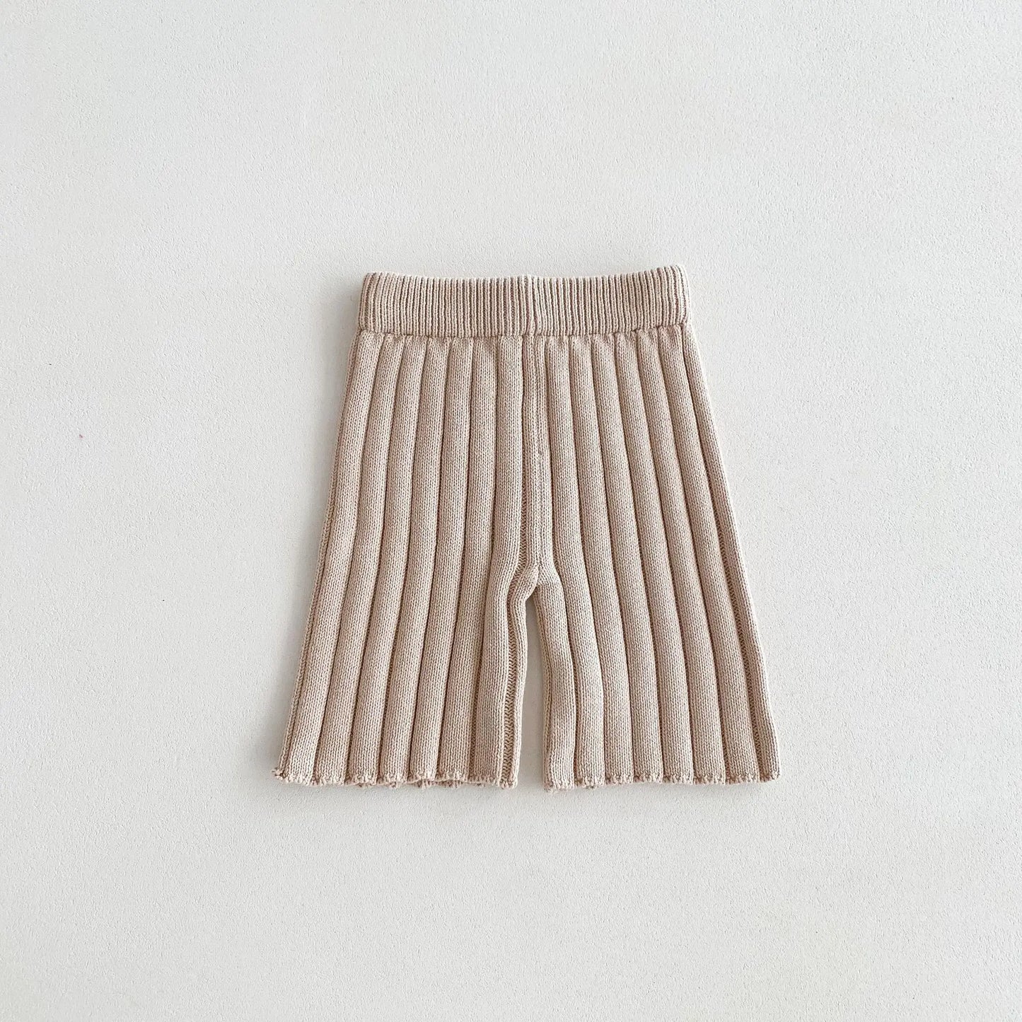 長袖セットアップ beige Pants / 12M  80cm / 取り寄せ（7〜30日） キッズトップス/パンツ リブニットポロ襟トップス/リブニットワイドパンツ 2カラー