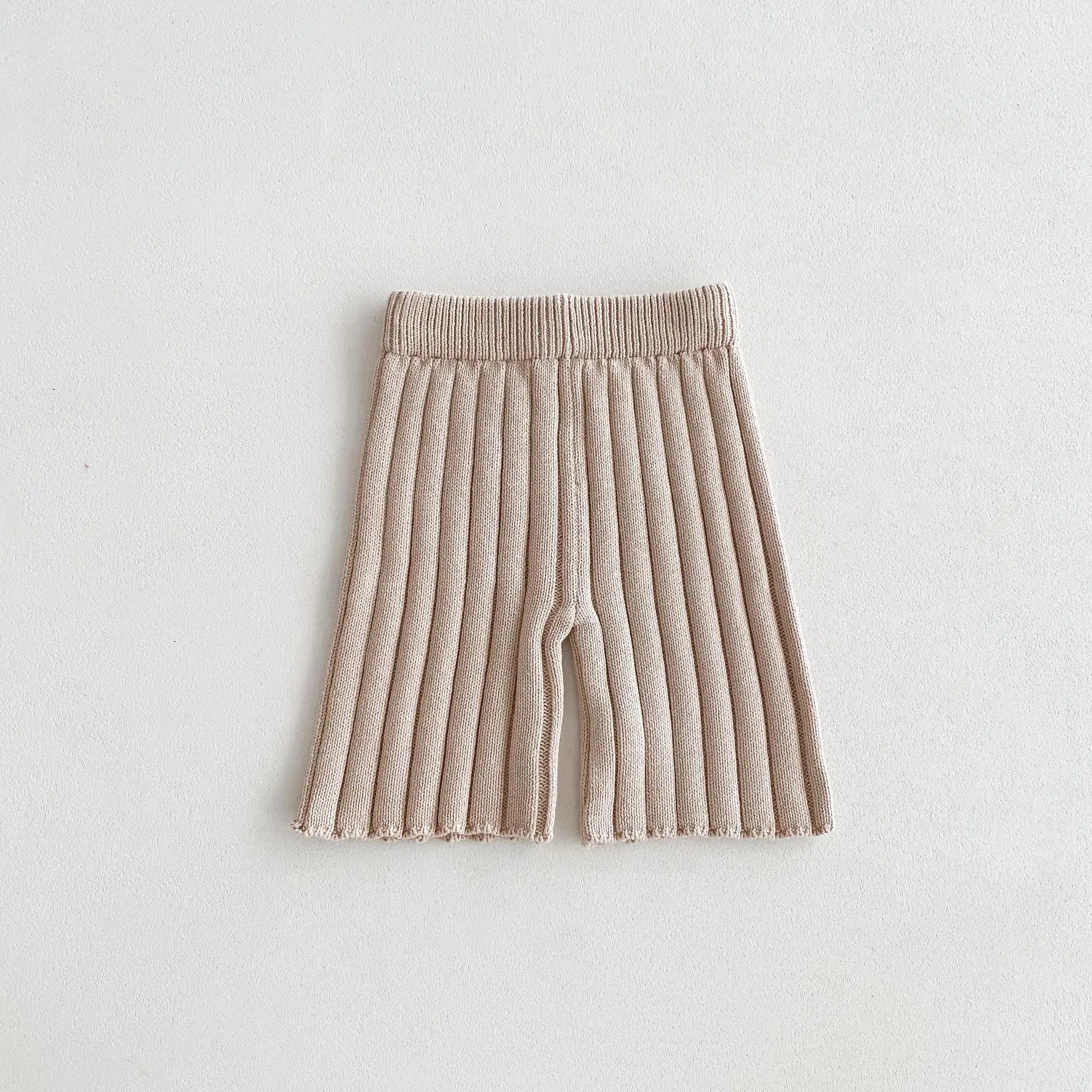 長袖セットアップ beige Pants / 12M  80cm / 取り寄せ（7〜30日） キッズトップス/パンツ リブニットポロ襟トップス/リブニットワイドパンツ 2カラー