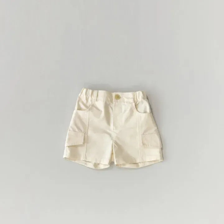半袖シャツ・ブラウス beige short / 66cm 0-6m ベビートップス/パンツ 半袖ストライプシャツ/ポケットカーゴショートパンツ 2カラー