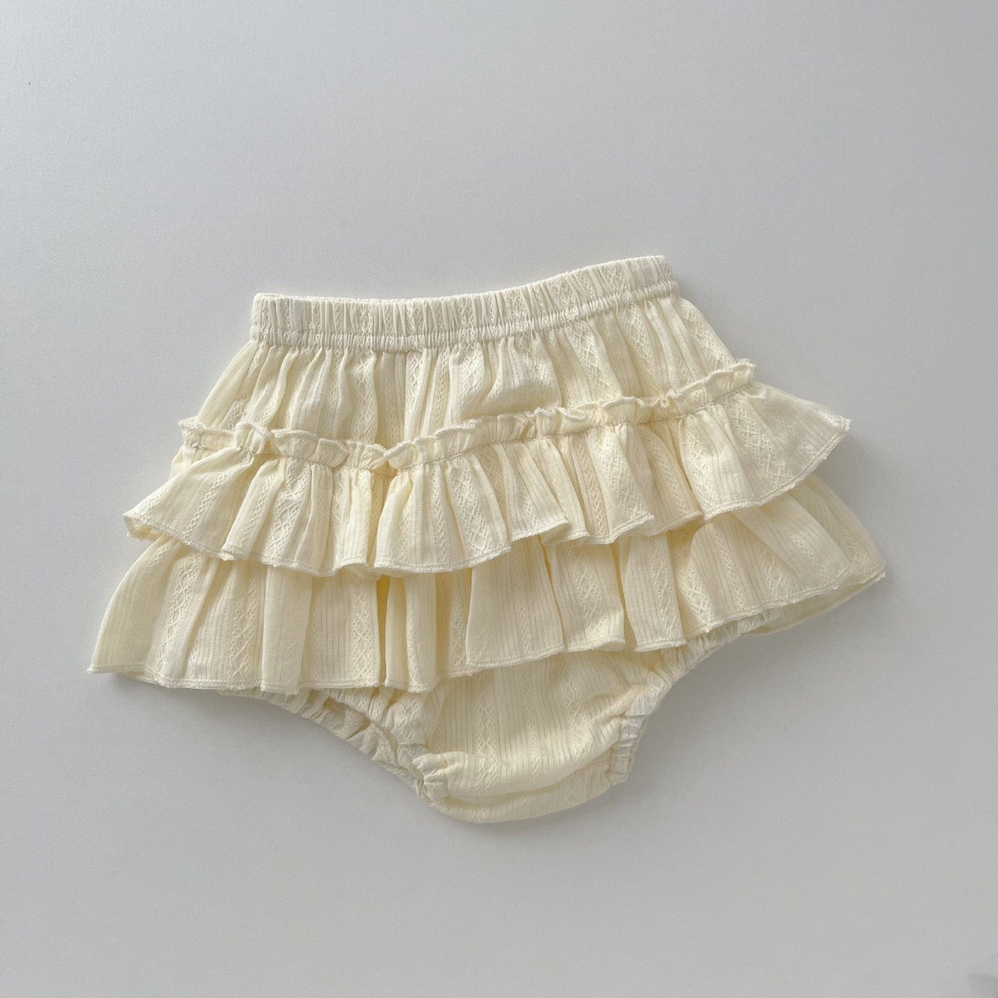 ノースリーブセットアップ beige short / 6M/66cm ベビー フリルカラー ノースリーブ Tシャツ カットソー フリル ブルマパンツ ベージュ ガールズ【mh0002265】