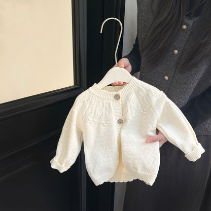 カーディガン・パーカー beige sweater / 6M  66CM ベビーカーディガン ロンパース ニットカーディガンセーター ニットサスペンダーボディスーツ 2カラー【mh0004401】