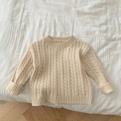 ニット・セーター beige sweater / 73cm ベビー キッズ ニット ケーブル編み セーター パンツ 3カラー ユニセックス