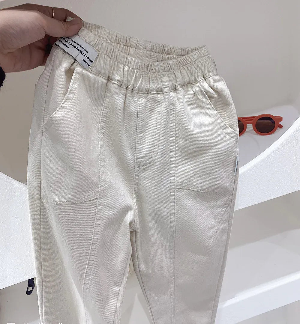 ロングパンツ・スウェットパンツ Beige White / 100cm 3T キッズパンツ シンプルベーシックロングペンシルパンツ【mh0008799】