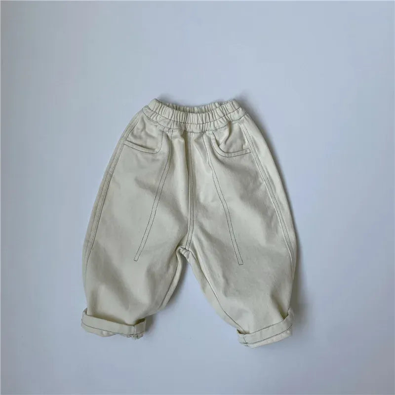 ロングパンツ・スウェットパンツ beige white / 12M  80cm / 取り寄せ（3〜14日） ☺︎ キッズパンツ シンプルベーシック ルーズパンツ 2カラー