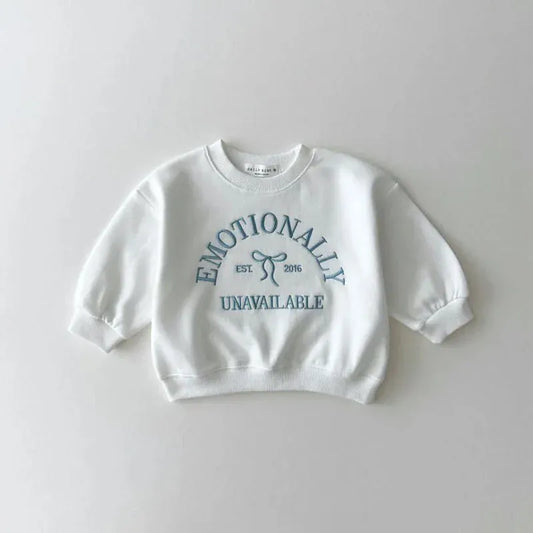 トレーナー・フーディ Beige White / 12M  80CM キッズトップス レターロゴリボン刺繍長袖スウェットトレーナー 3カラー【mh0006973】