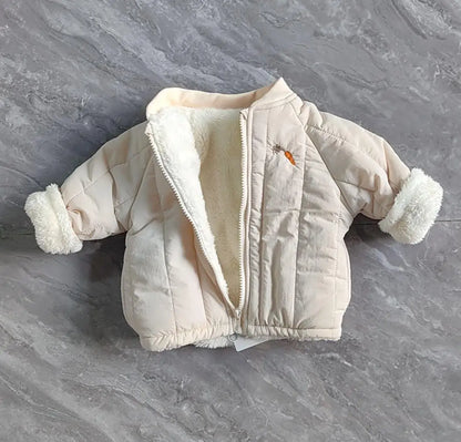 ショートコート・ジャケット・ジャンパー Beige White / 12M  80CM キッズアウター バック刺繍キルティングブルゾンジャケット【mh0008446】