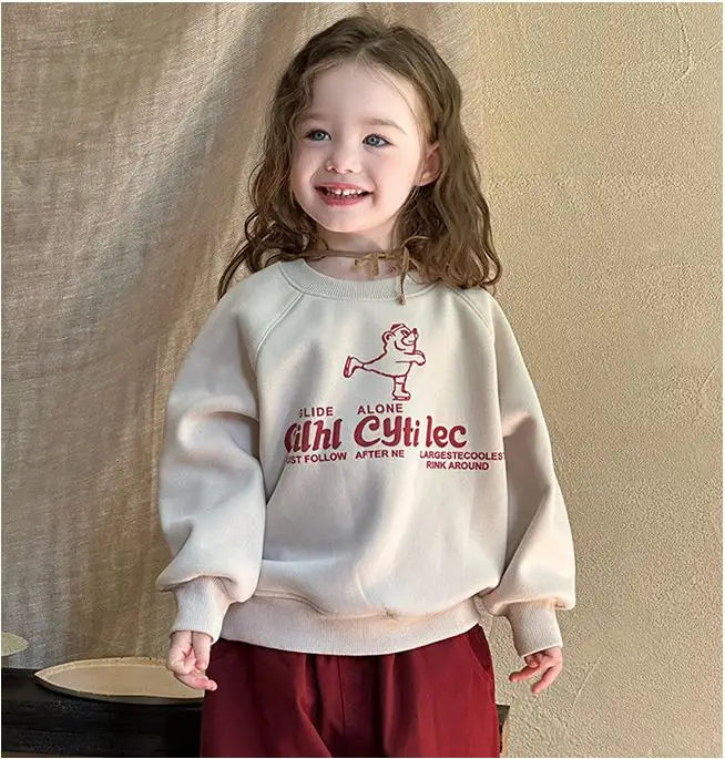 トレーナー・フーディ Beige White / 24M  90CM キッズトップス レターロゴプリント長袖スウェットトレーナー【mh0008240】