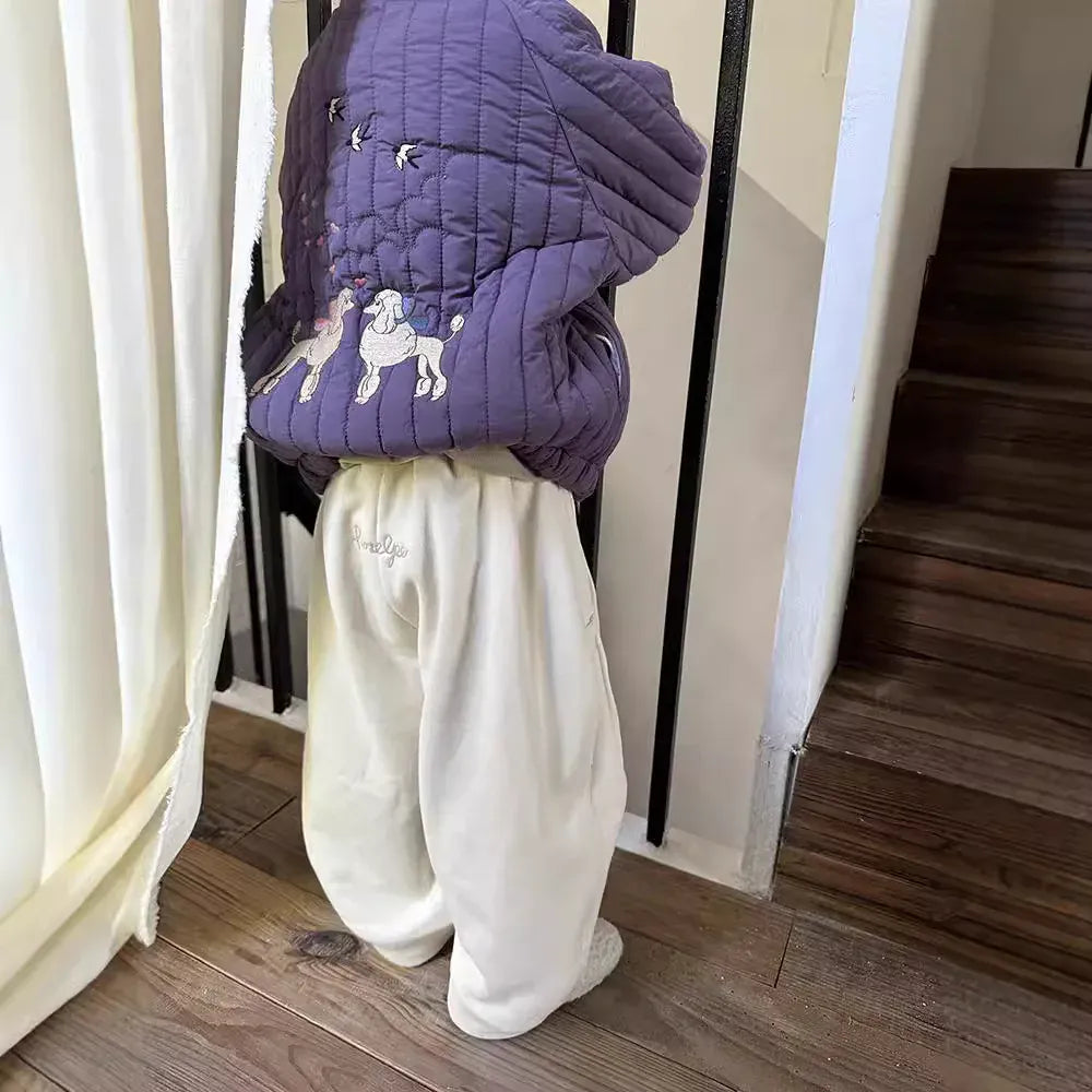 ロングパンツ・スウェットパンツ Beige White / 24M  90CM キッズパンツ バック刺繍裏フリースロングスウェットパンツ【mh0008252】