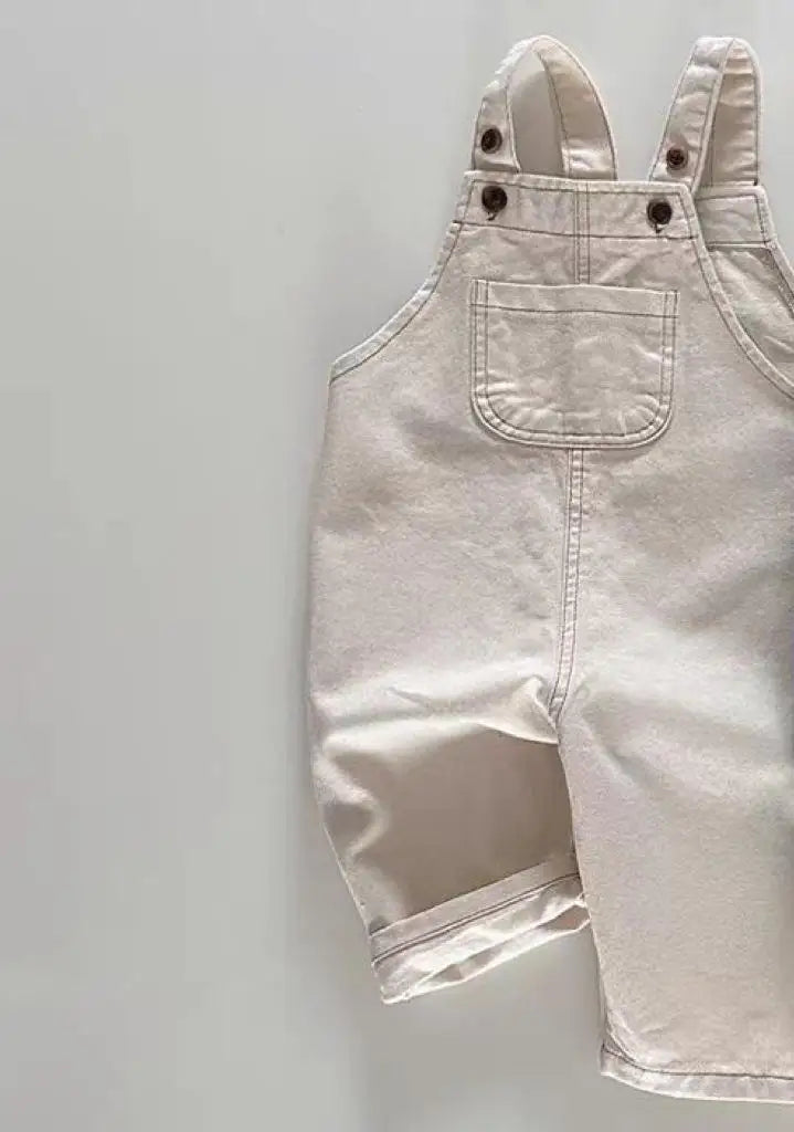 オーバーオール beige white / 6M  66cm ベビーオーバーオール デニム サスペンダーパンツ サロペットパンツ レトロ 2カラー