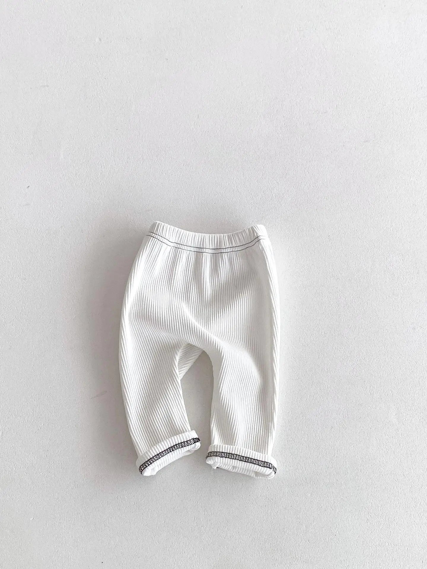 レギンスパンツ Beige White / 6M  66CM ベビーパンツ レギンスパンツ 無地/ボーダー シンプルベーシック 3カラー【mh0006365】