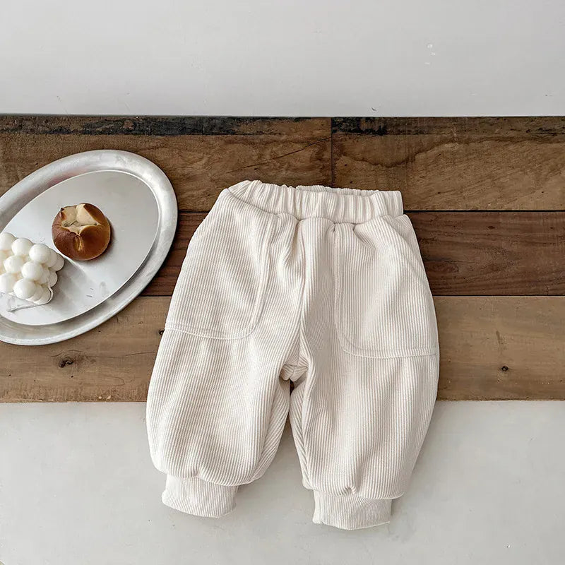 ロングパンツ・スウェットパンツ Beige White / 6M  66CM ベビーパンツ 裏フリースシンプルルーズロングパンツ【mh0008388】