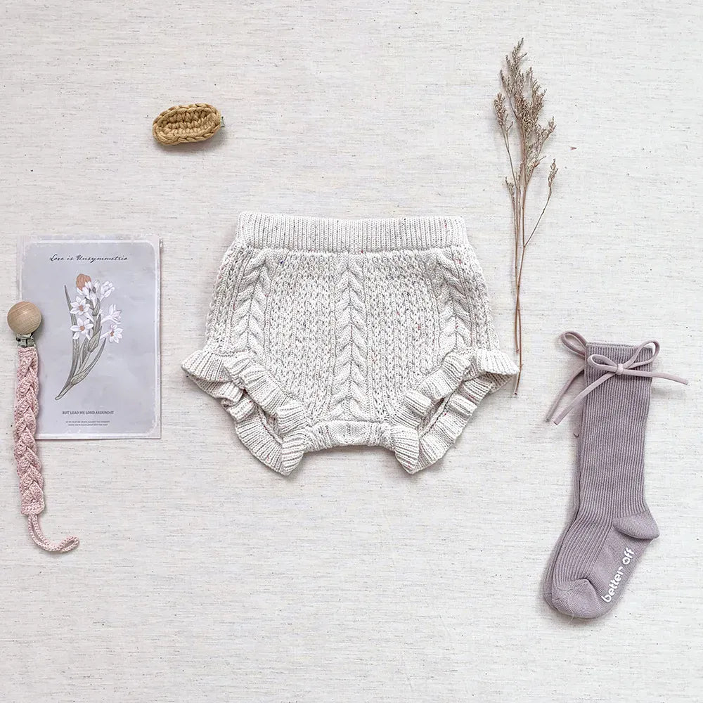 ブルマパンツ beige yellow / 9M  73cm ベビーキッズブルマ ニットフリルブルマパンツ 3カラー