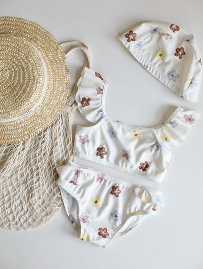 ベビー用水着 Bikini colored flowers / 80 ガールズ水着 ノースリーブセパレートビキニスイムウェア ラッシュガード【mh0009314】