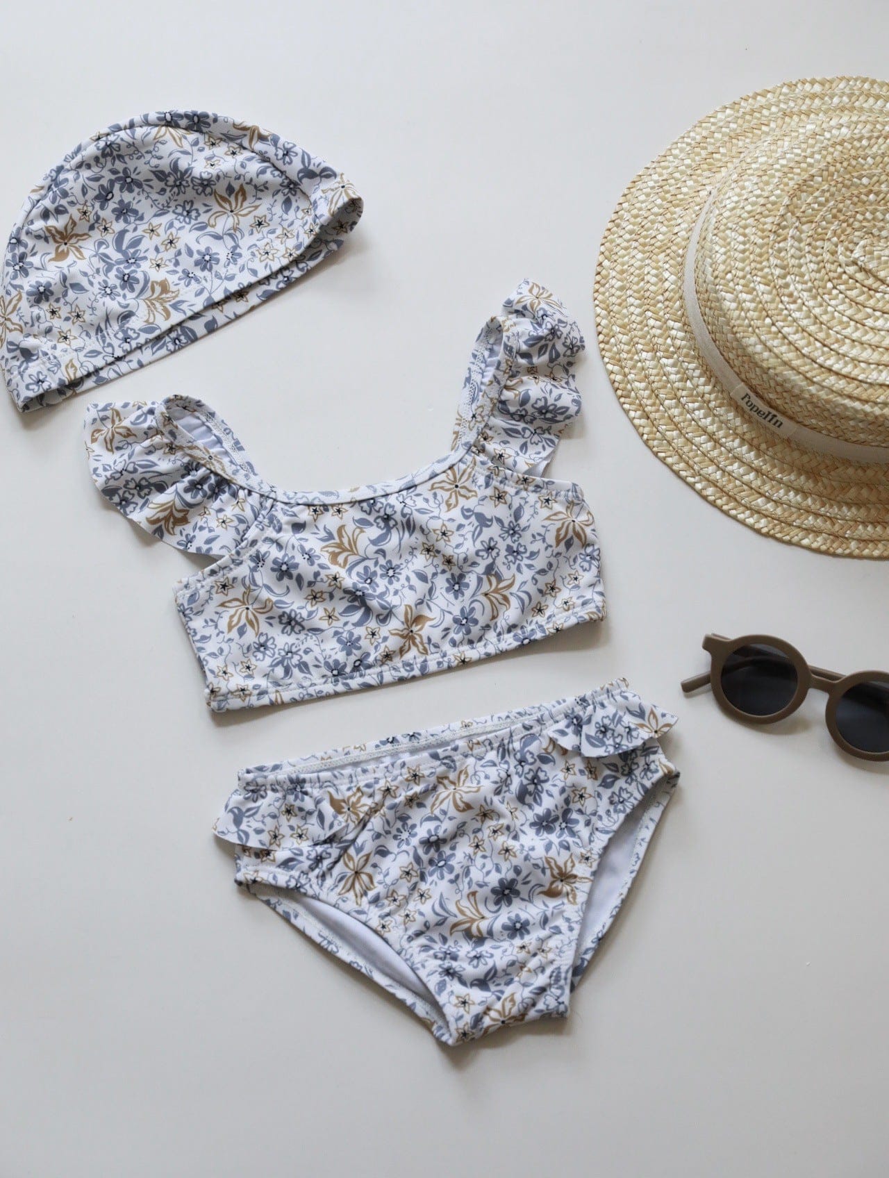 ベビー用水着 Bikini purple floral / 80 ガールズ水着 ノースリーブセパレートビキニスイムウェア ラッシュガード【mh0009314】