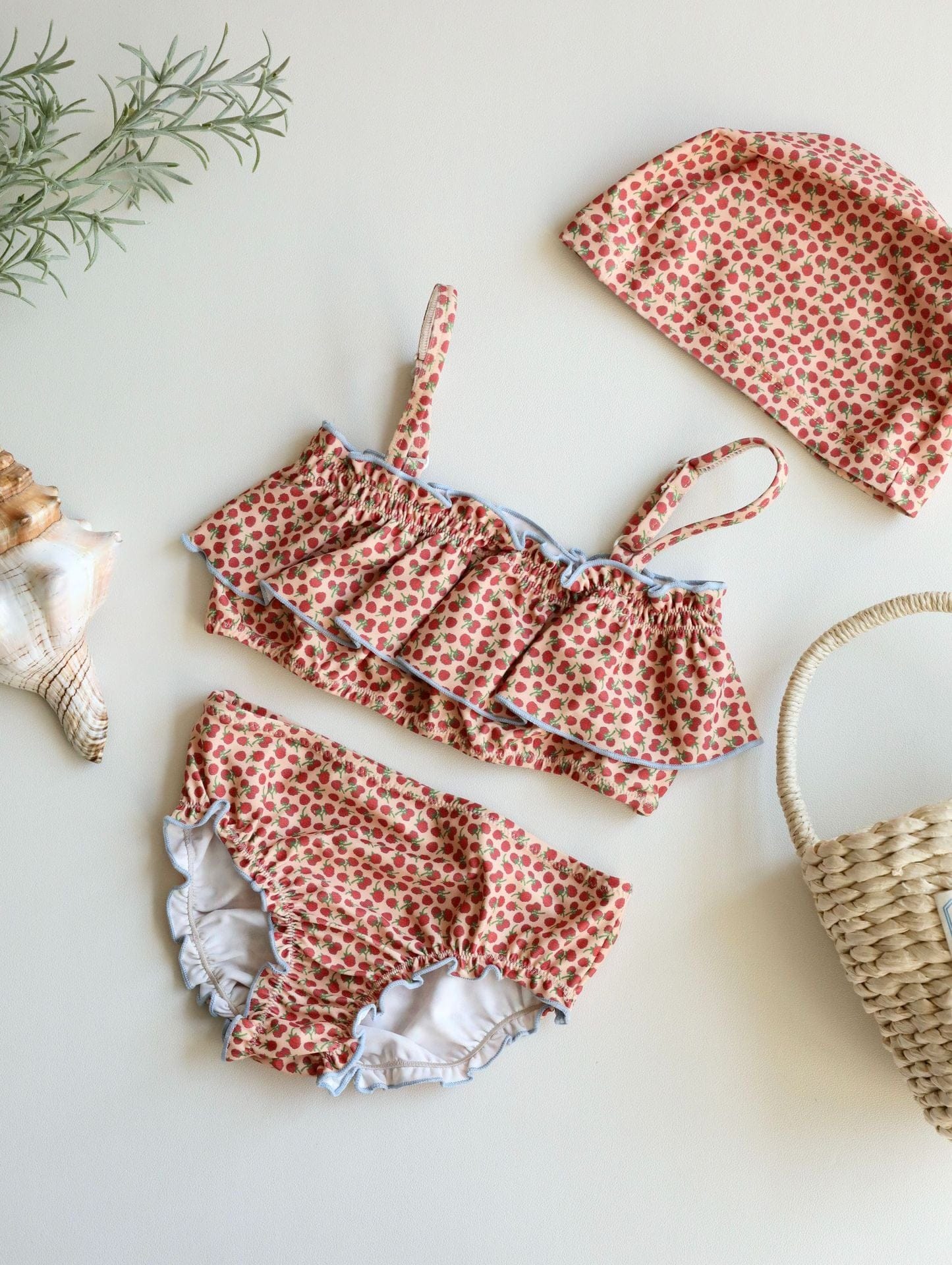 ベビー用水着 bikini raspberry [swimsuit + swimming cap] / 80 ガールズ水着 キャミソールセパレートビキニスイムウェア ラッシュガード【mh0009299】