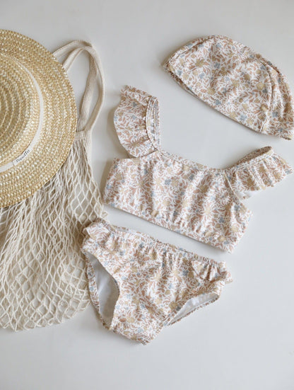 ベビー用水着 Bikini yellow floral / 80 ガールズ水着 ノースリーブセパレートビキニスイムウェア ラッシュガード【mh0009314】